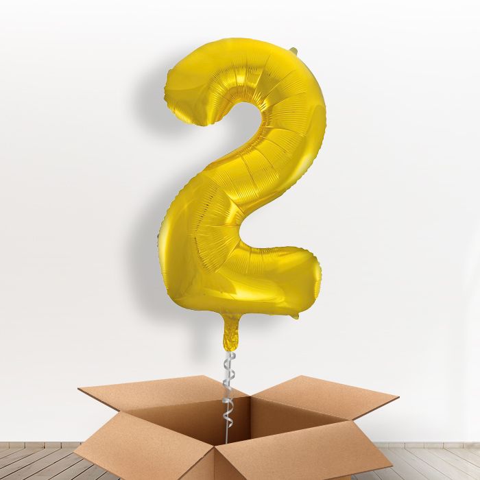 Gold Giant Number 2 Balloon in a Box Gift