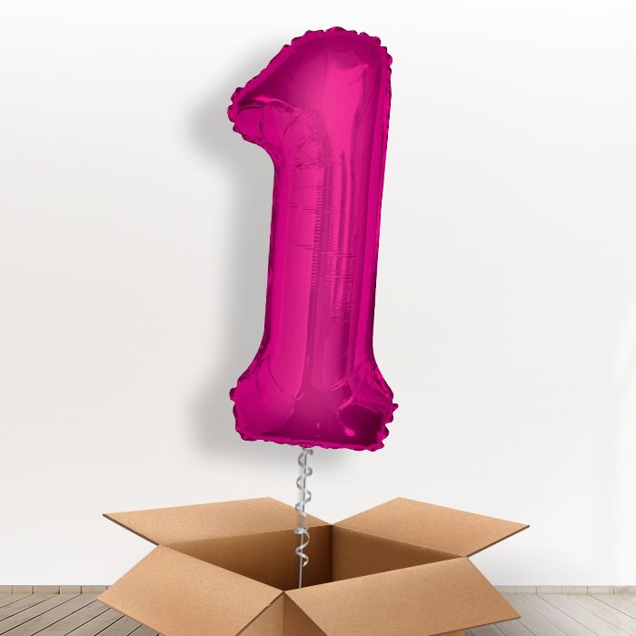 Pink Giant Number 1 Balloon in a Box Gift