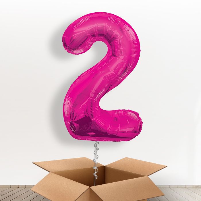 Pink Giant Number 2 Balloon in a Box Gift