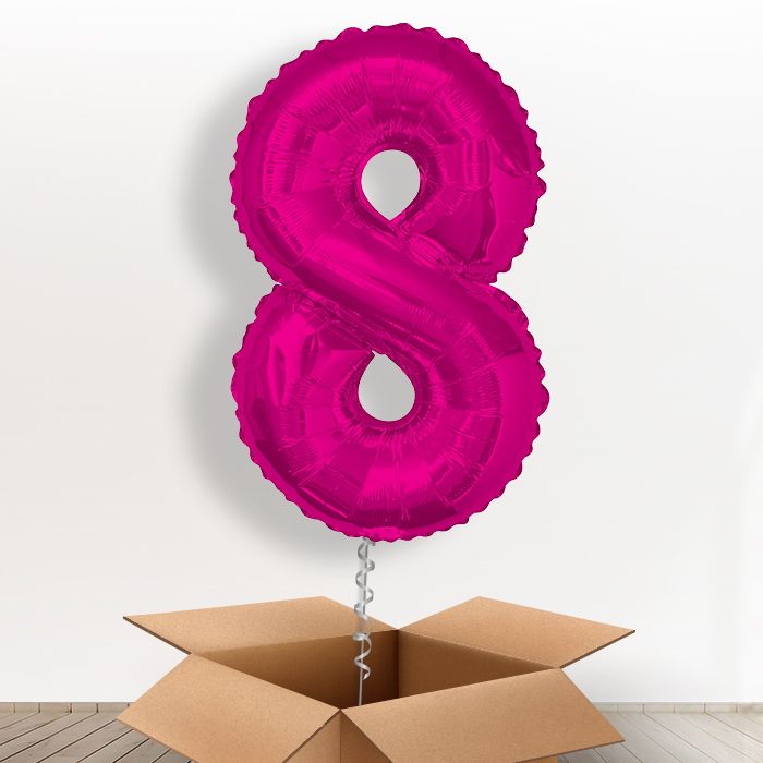 Pink Giant Number 8 Balloon in a Box Gift