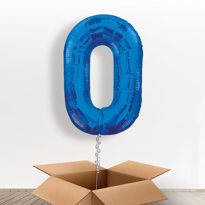 Blue Giant Number 0 Balloon in a Box Gift