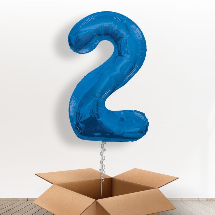 Blue Giant Number 2 Balloon in a Box Gift