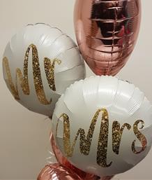 Rose Gold Mr and Mrs Wedding Helium Balloons
